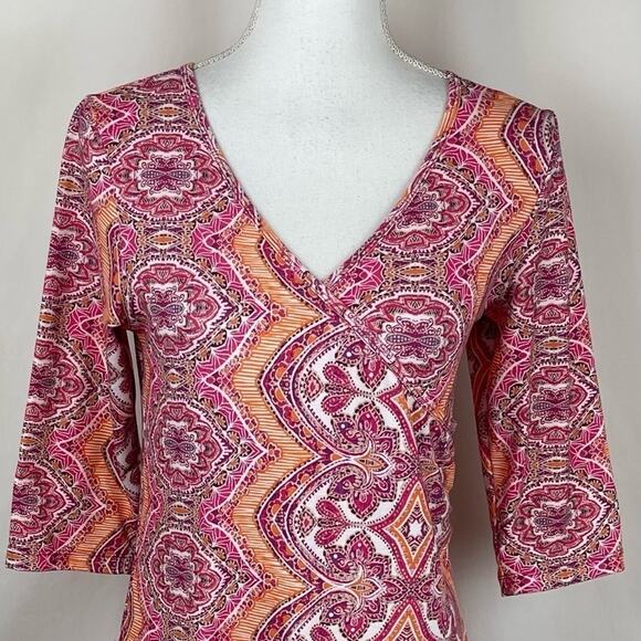 Prana Red & Orange Print Wrap Bodice GorpCore Athletic Dress NWOT Size M - Picture 3 of 15